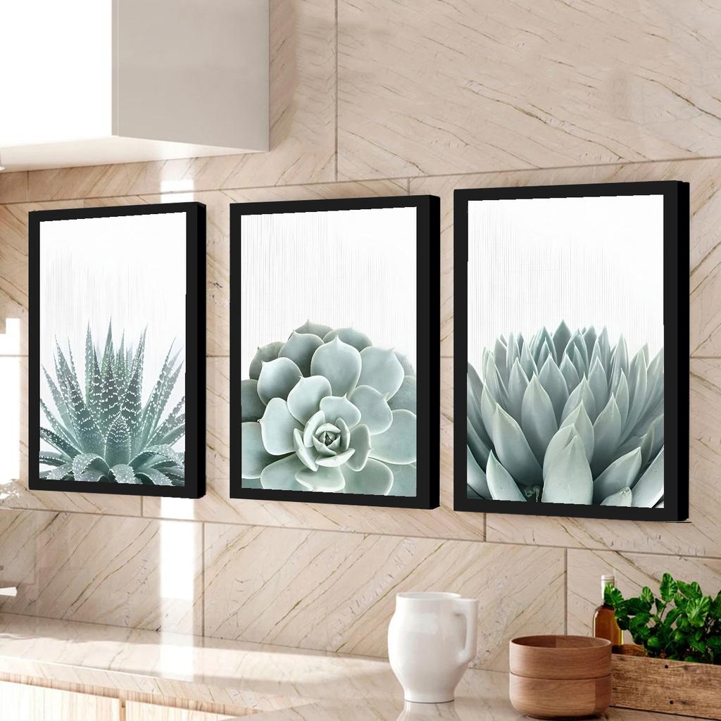 3pcs/set Plant Art Oil Painting Canvas with Wood Frame Draw Wall Decor Home Room Decorations