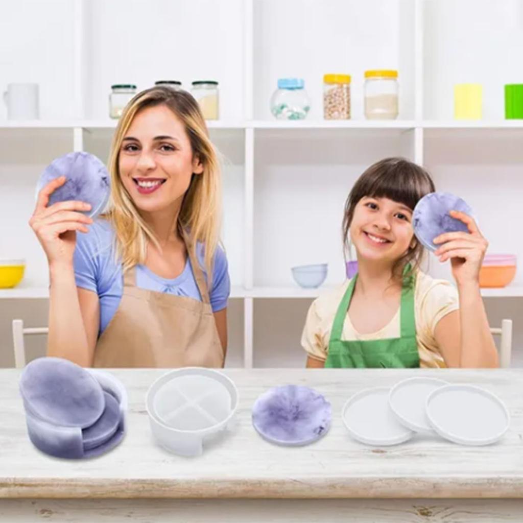 5Pcs Resin Coaster Molds Soft Silicone Smoothing Easy Release Coaster Silicone Molds for Crafting DIY