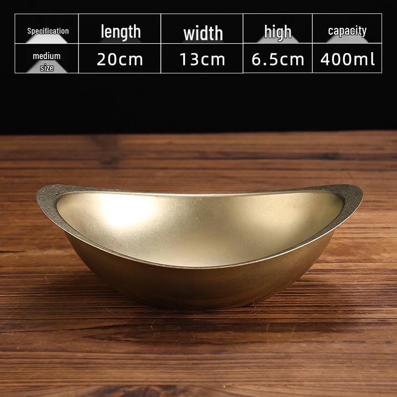 Retro Gold Stainless Steel Tableware Set: Rectangular Plate, Seasoning Dish, Bowl, Water Cup, Chopsticks, Spoon.