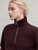 2025 Puyuan Autumn/Winter Wool Cable Knit Stand Collar Zip-Up Sweater for Women - Soft Texture
