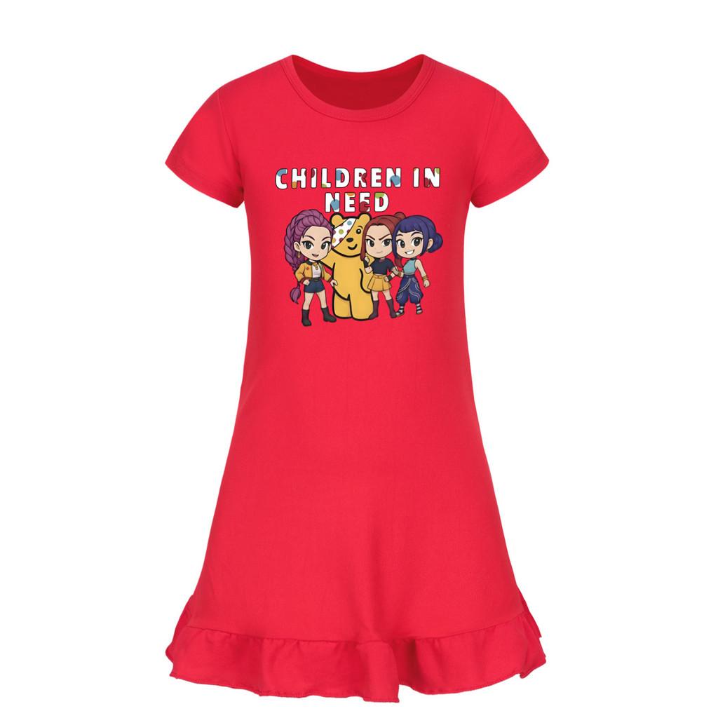 5103 Kids Girls Mira Zoey Rumi Printed Ruffle Short Sleeves Casual Dress