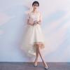 Simple and Generous Champagne Long Sleeves Long Thin Large Size Fat Mm Temperament Banquet Bridesmaid Evening Dress Dress Women
