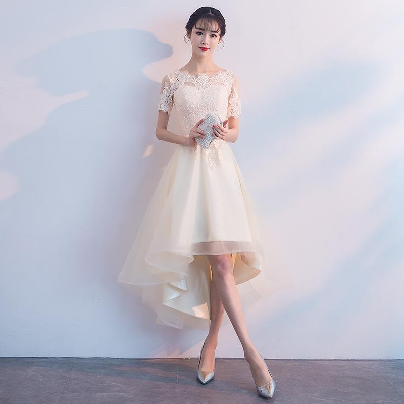 Simple and Generous Champagne Long Sleeves Long Thin Large Size Fat Mm Temperament Banquet Bridesmaid Evening Dress Dress Women