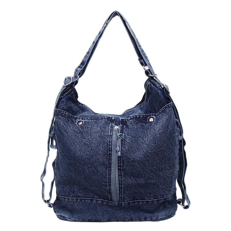 Denim Messenger Bag Women's Lazy Style Retro Simple Shoulder Bag Large Capacity Travel Backpack Commuter Women's Bag
