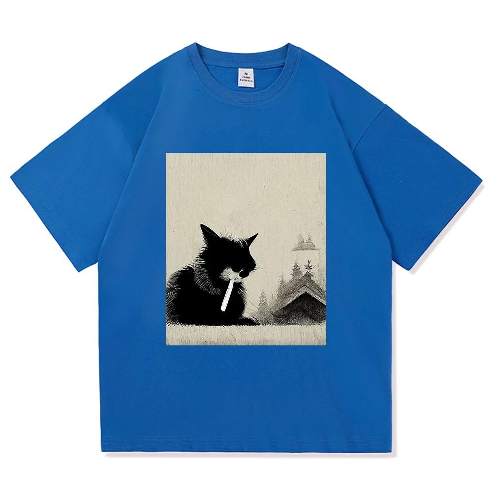 Huh Cat Meme TShirt Japanese Style Funny Cat Vintage Harajuku 100 Cotton Unisex Premium Short Sleeve Men And Women Tshirts