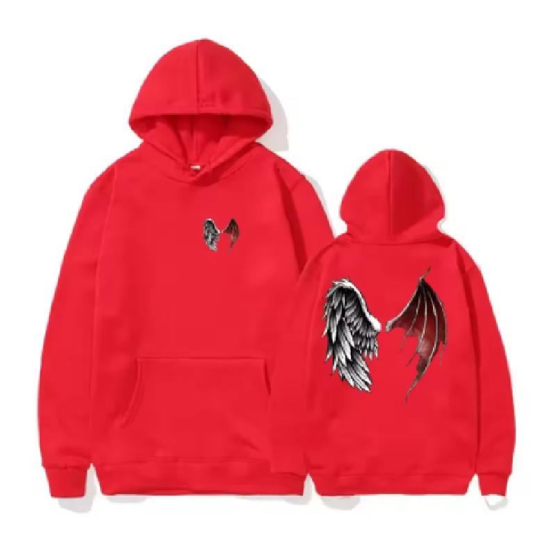 Mikina Lucifer Wings svetr s kapucí Devil Angel Wings Nebe a peklo Tip na dárek pro ženy Fleece svetr s kapucí Sportovní mikina