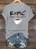 Round Neck Short Sleeve Machine Washable White Women's Casual Coffee & Letter Print T-Shirt - Soft Polyester Blend