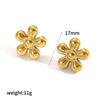 Style Stainless Steel Floral Stud Earrings For Women With Gold Plating