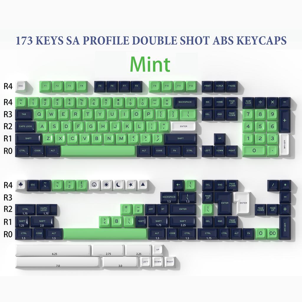 173 Keys WOB SA Profile Minimalist Style Key caps Double Shot ABS Keycaps for Cherry Gateron MX Switches Mechanical Keyboard