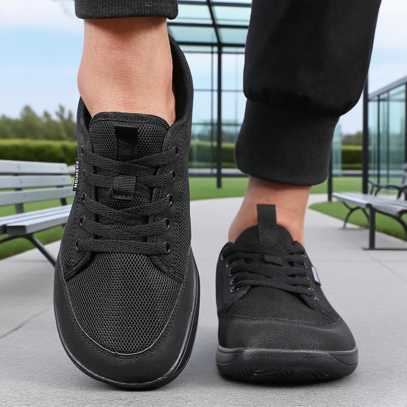 Fashionable Men'S Wide Footed Shoes Breathable Barefoot  Flat Shoes Comfort Non Slip Light Gray Mesh Walking Shoes  Sell