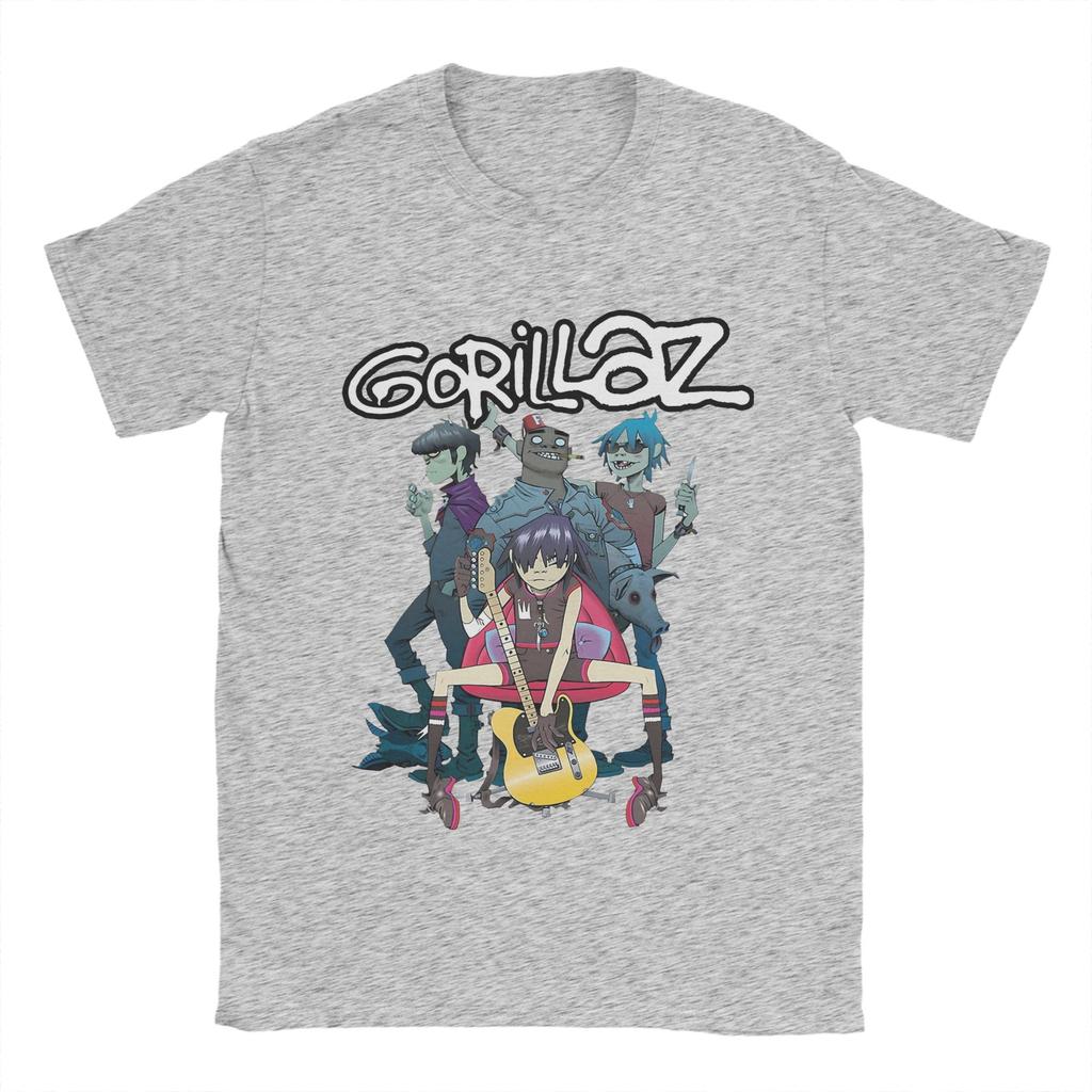 Gorillazs Punk Rock  T Shirt Summer  100 Cotton T Shirts For Man Popular Casual Tee Shirt Short-Sleeve Y2K Retro Top Tees
