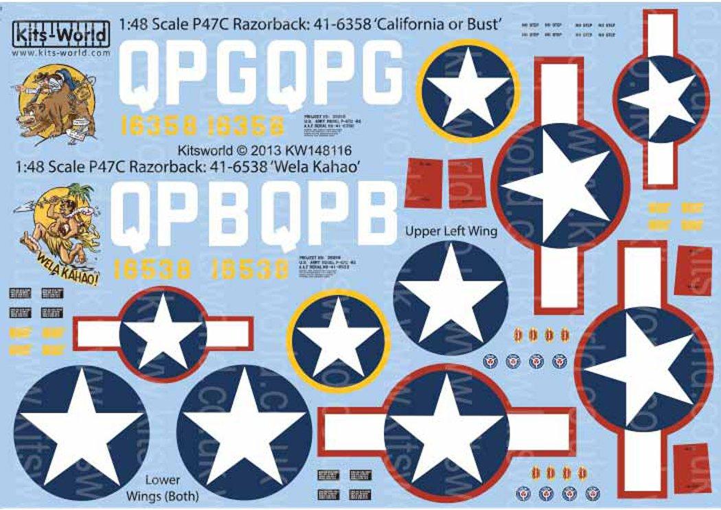 

Platz KW148116 ВВС США Thunderbolt Razorback Калифорния или Кахао [1/48 P-47C Бюст/Декаль Wela]