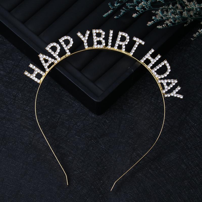 Headbands Happy Birthday Hair Hoop Hairbands Fashion Hair Accessories Rhinestone Girls Kids Women Crowns