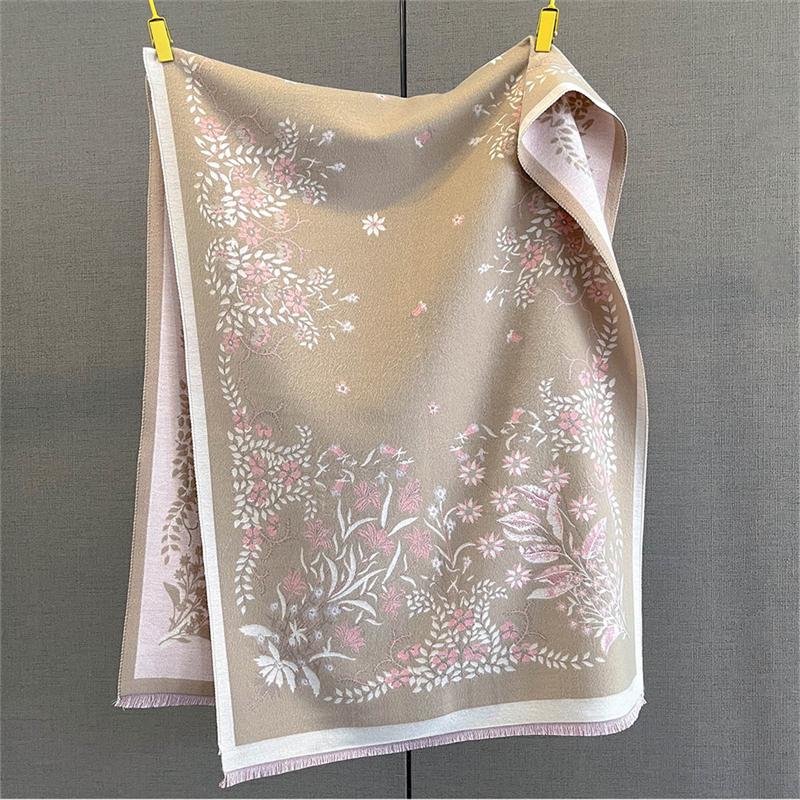 Cachecol de cashmere quente de inverno para mulheres, estampa de luxo, pashmina, xale, lenço de pescoço, feminino, bufanda, echarpe, design, faixa de cabeça