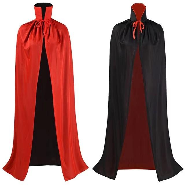 Cape Stand Collar Cap Reversible Black Red Cape Adult Kids Vampire Cape Halloween Party Cosplay Costume Men Women Clothes