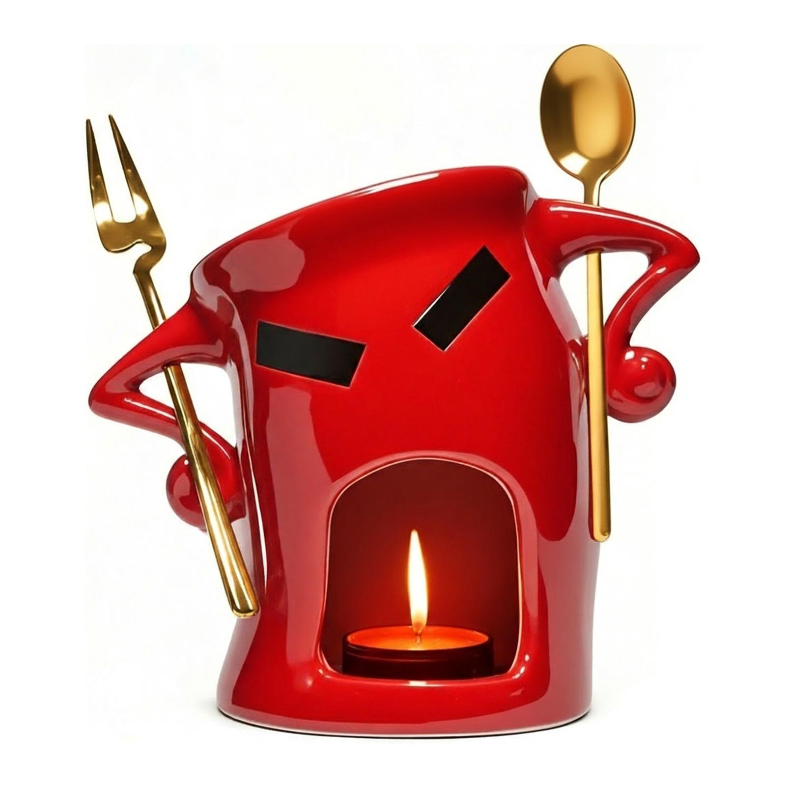 

Fondue Mug Chocolate Melting Cup Coffee Cup Butter Melt Pot with Fork for Dessert Home Anniversary Birthday Cooking Appliances as show