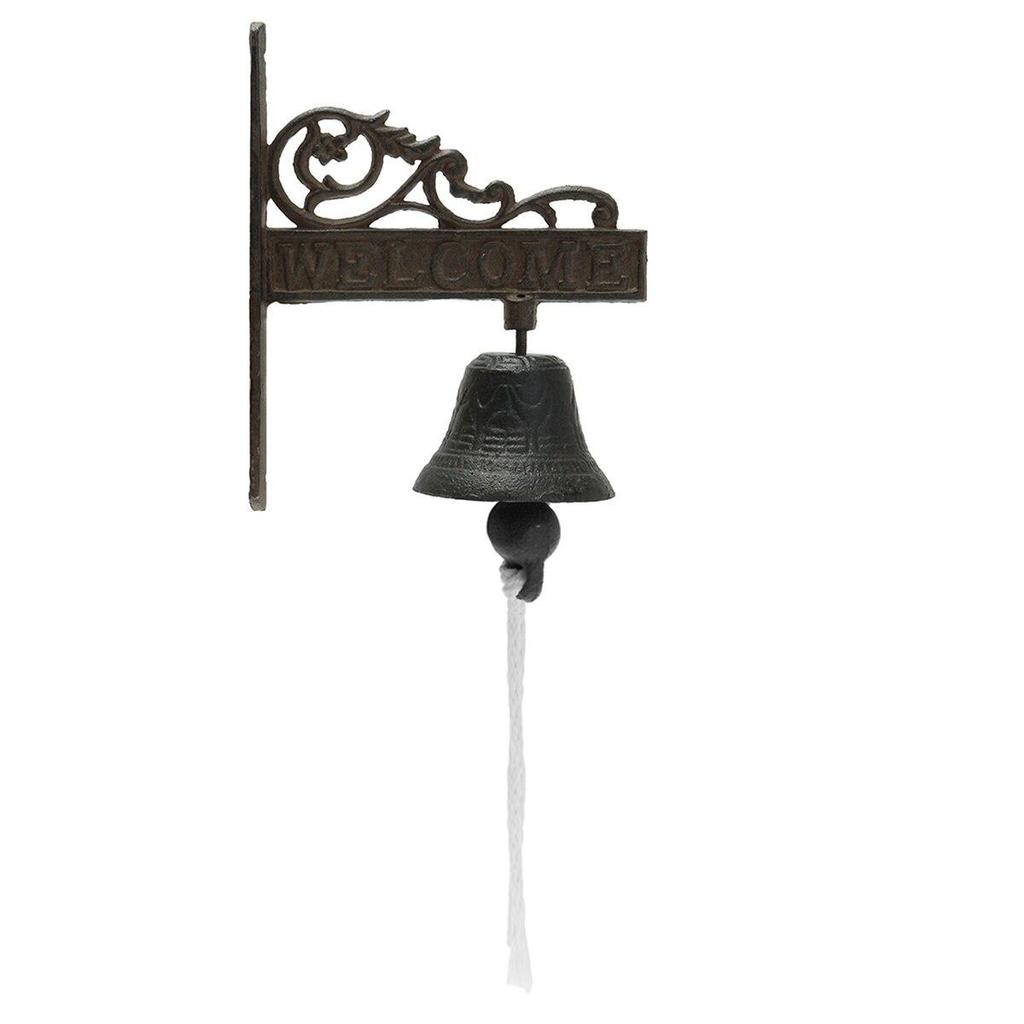 1pc Nordic Style Vintage Brown Metal Iron Door Bell Wall Mounted Welcome Cast  Wireless DoorBell Porch Garden Decoration