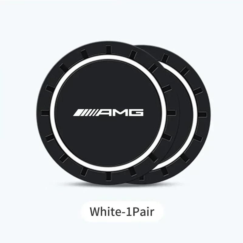

For Mercedes Benz AMG A C Class W201 W210 W108 W204 W205 W203 2PCS Car Coasters Water Cup Slots Non-Slip Mat Waterproof Cup Pad