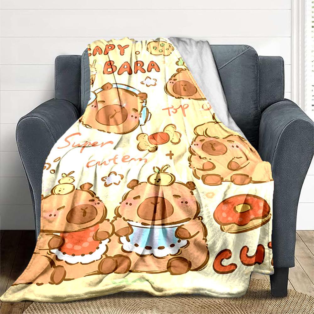 1pc Capybara, Cute Blanket Lightweight Blanket Throw Blanket For Sofa, Bed, Travel, Camping, Livingroom, Office, Couch, Chair yy251010103 100x150cm