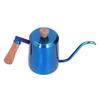 600ml Edelstahl Manueller Kaffeekocher Langer Schmaler Ausguss Aufgießkessel mit HolzgriffBlau