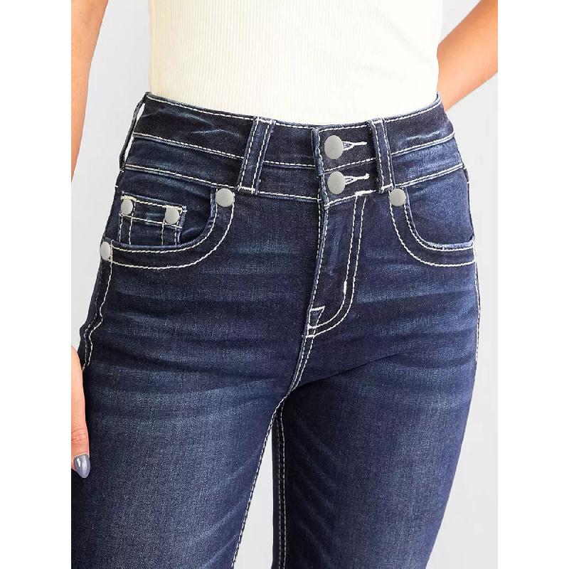 New women's denim embroidered fashion slim-fit flared jeans