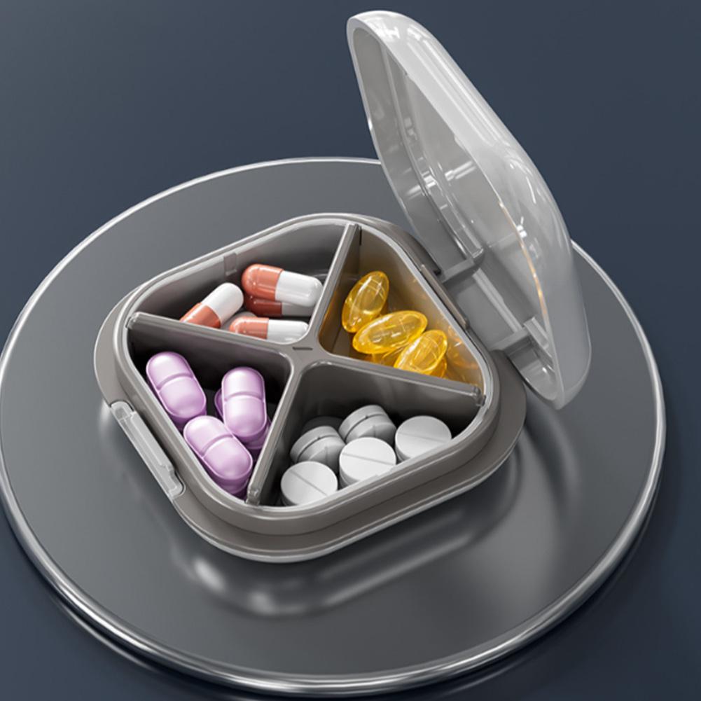 4 Grid Pill Case Pill Container Moisture-proof Pill Storage Box Multi-Function Small Pill Organizer for Outdoor Travel