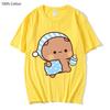 Couple Shirts Kawaii Cute BuBu Panda Going To Sleep with DuDu Bear Graphic Tshirt Cotton Men Women Clothes Long Sleeve Tees