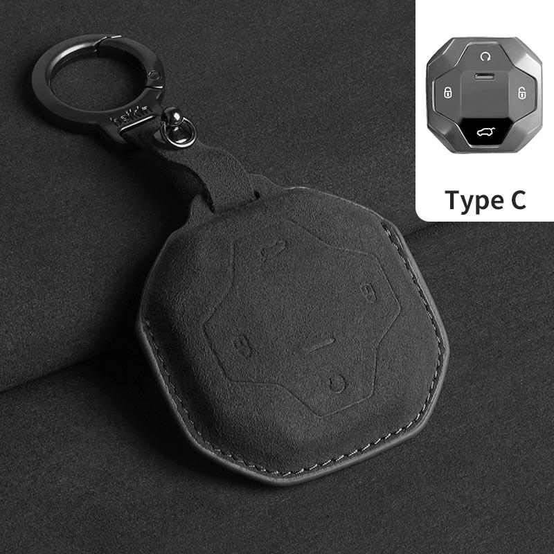 

4 Buttons Suede Smart Car Key Case Cover Shell Fob Fit For Chery Jetour T2 Traveler Keyless Auto Keyring Accessories