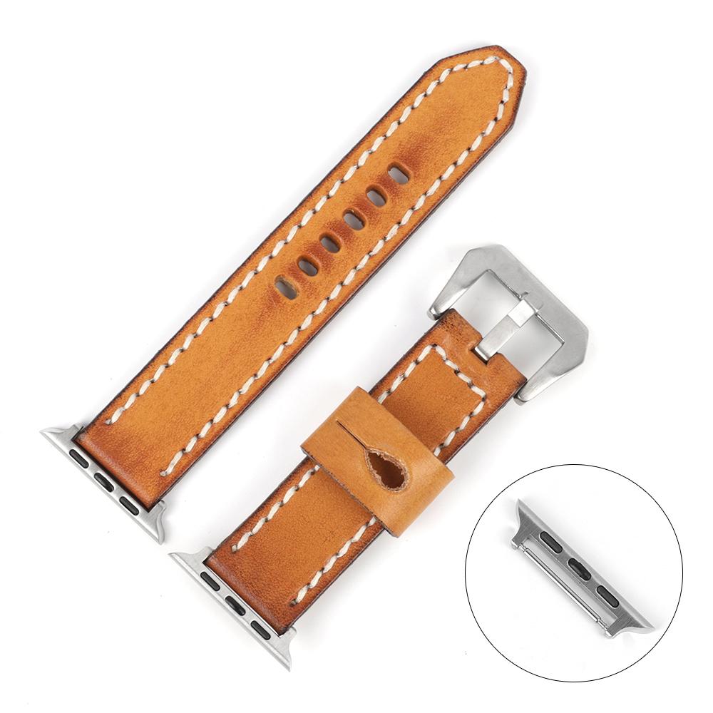 Vintage Leather Watch Band 44mm 40mm 42mm 38mm Black Tan Cowhide Watch Strap Replacement for Smartwatch Wrist Bracelet Watches