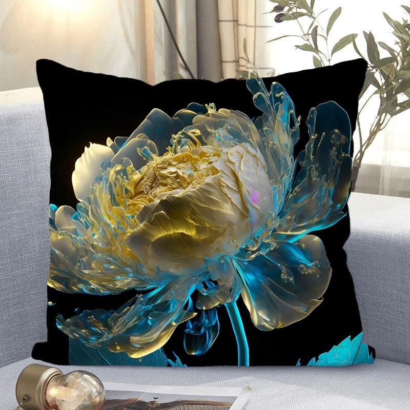 Fantasy Flower Pattern Decorative Pillowcase Living Room Bedroom Square Cushion Pillowcase