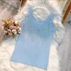 Summer New Lace Rhinestone Camisole Vest Women's Knitted Base Top