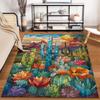 Colorful Stained Glass Style Cactus and Floral Design Carpet Rug Suitable for use as an anti-slip for living room bedroom sofas