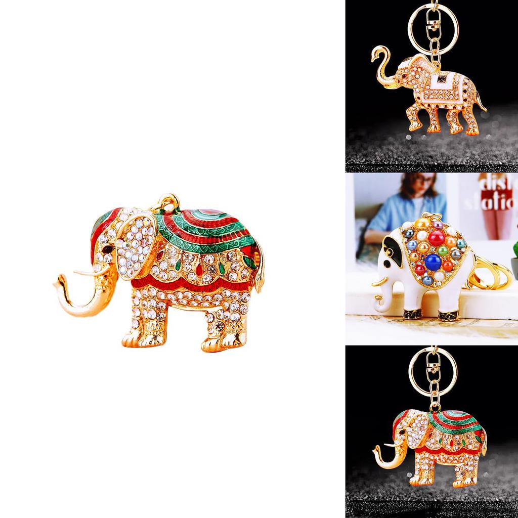 Adorable Elephant Metal Keychain With Sparkling Rhinestones Perfect For Gifts And Accessories