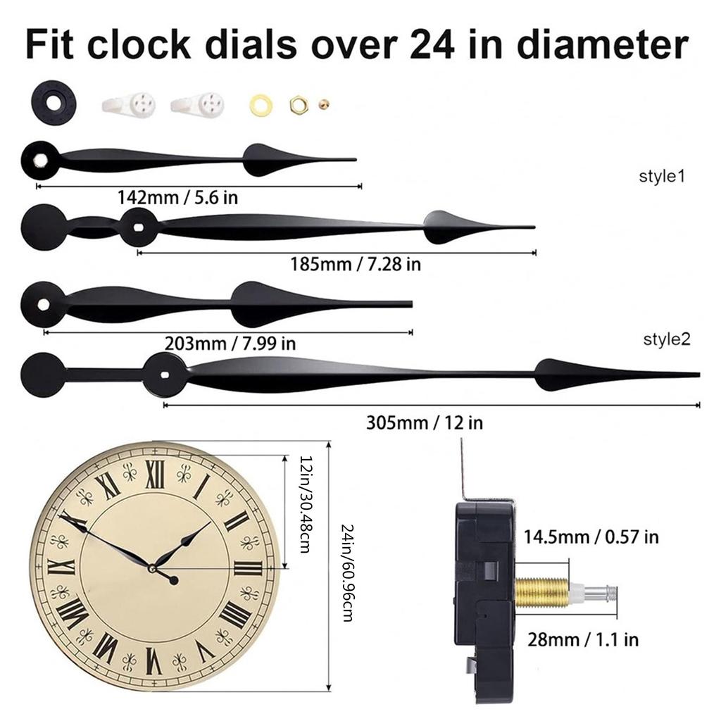 DIY Sada mechanismu hodin s vysokým točivým momentem Dlouhá hřídel Křemenný mechanismus Pohyb hodin pro velké nástěnné hodiny