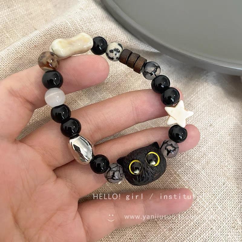 Color Woven Rope Beaded Cat Bracelet Women's New Niche Design High-end Bracelet Bracelet Gift