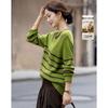 Women's Lamb Wool Blend Striped Knit Sweater
