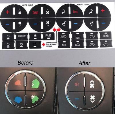 Car Interior Button Repair Stickers – Key, AC, Center Control, CD Radio Audio