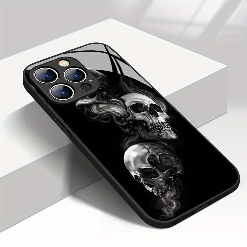 Trendy Skull Pattern Glass Material Phone Case For iPhone 17 Pro Max 16 15 14 13 12 11 Pro 16E 17Air 7 8 15 Plus XR XS X Cover