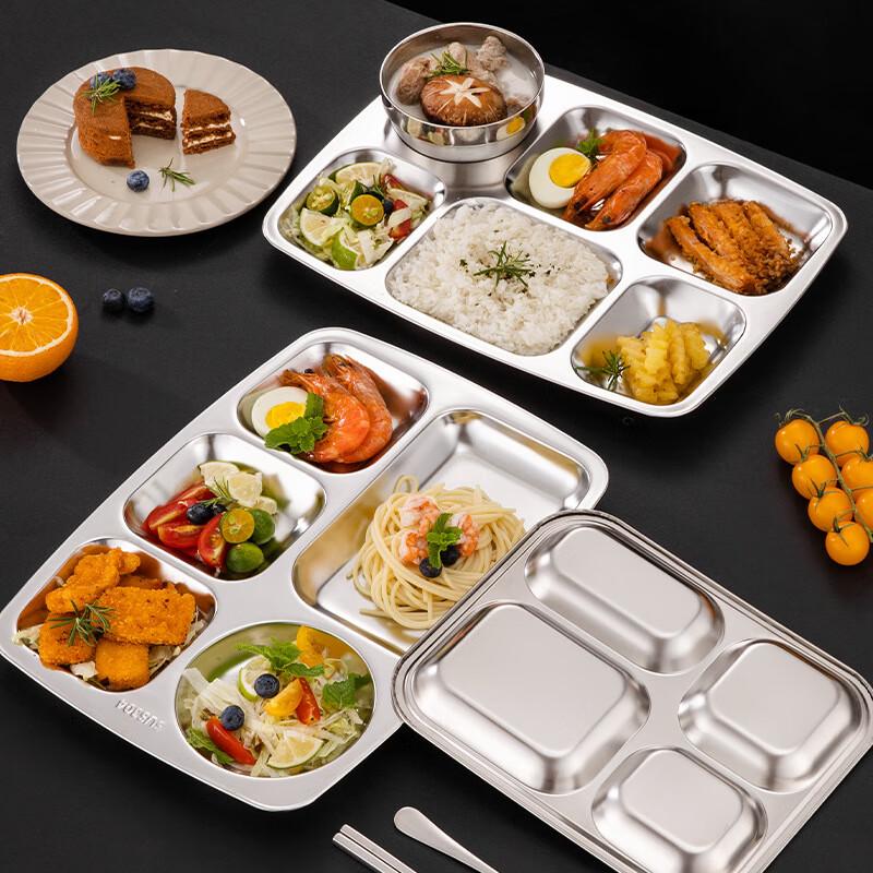 Minai 304 Stainless Steel 5-Compartment Divided Canteen Plate