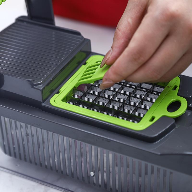 Multifunktionaler Gemüseschneider, Zerkleinerer, mit Korb, Obst, Kartoffelhacker, Karottenreibe