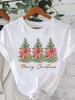 (Asian Size) star tree happy new year Tee merry Christmas festival O-neck Clothing Women's Top T Print Fashion ladies Graphic T-shirts