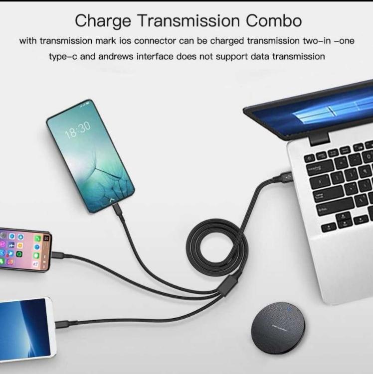 2025 3 In 1 Fast Cable for Mobile Phone Fast Charger MicroUSB Cable Type C Android Charger Cable for lPhoneThree Data Charge Cable