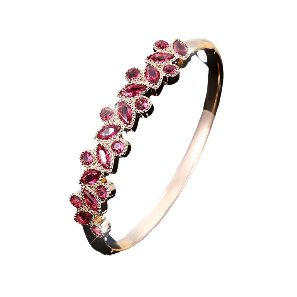 Retro Rose Red Fashionable Niche Inlaid Colorful Stone Bracelet