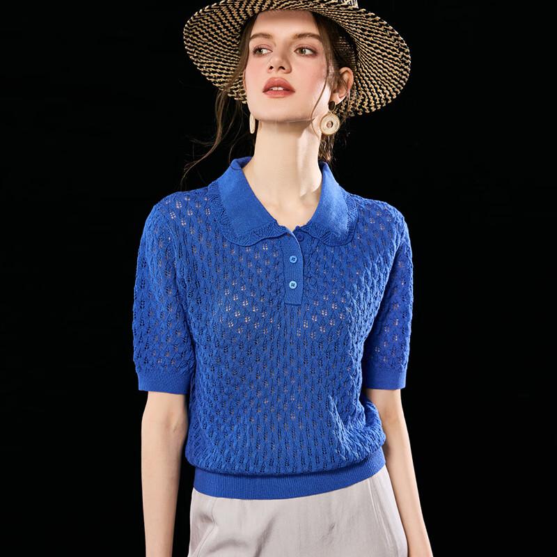 Wudao Women's Polo Crochet Knit Top
