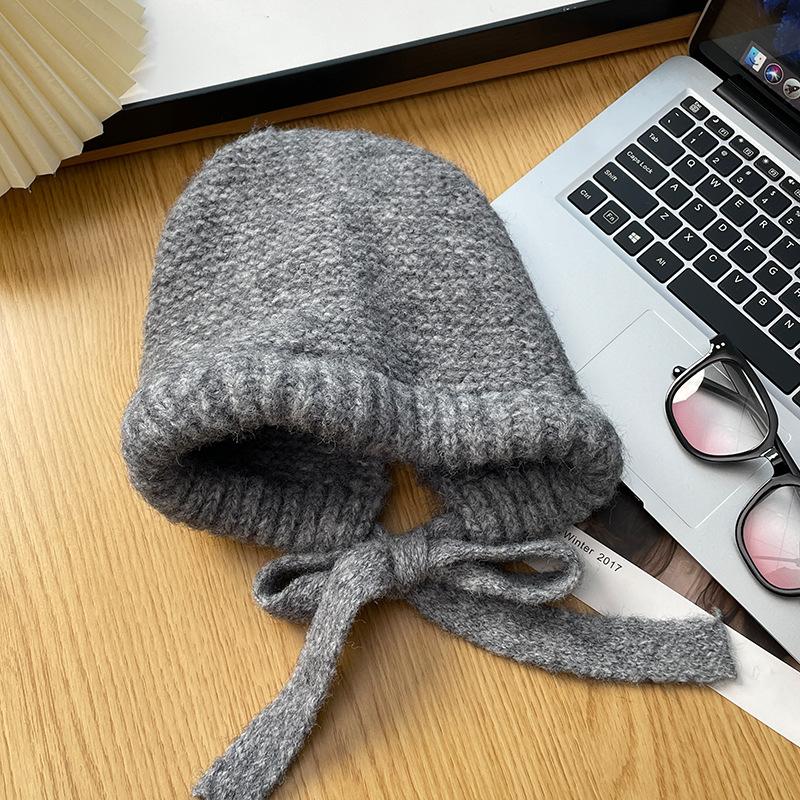 Wool Hat Autumn and Winter Warm Ear Protection Cold Hat Balaclava Versatile Hat Female Cute Thickened Knitted Hat