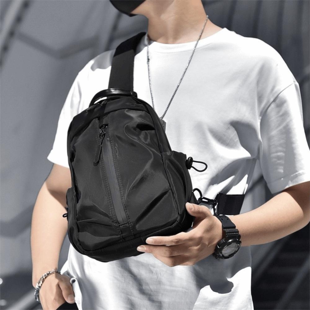 Multifunction Sports Crossbody Bag Solid Color Nylon Shoulder Bag Casual Men's Chest Bag  Fitness