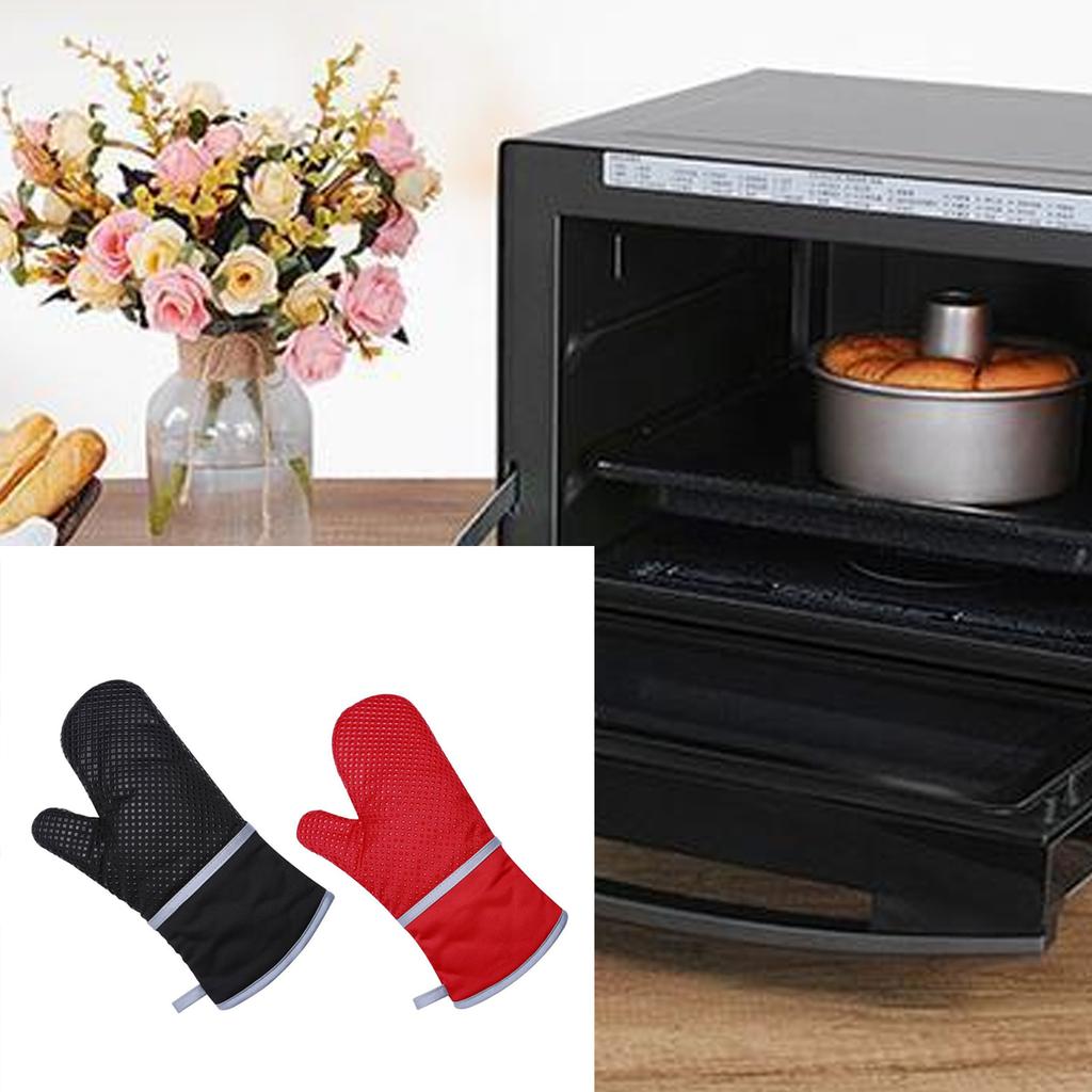 13'' Kitchen Cooking Grilling Pot Holders Oven Gloves with NonSlip Silicone Coating Heat Resistant Oven Mitts for Baking