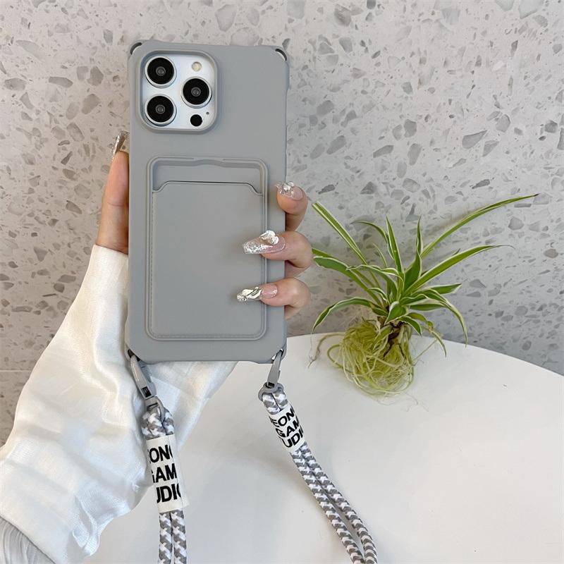 Candy Color Slot pentru card TPU Husă moale pentru telefon pentru iPhone 16 Pro Max 15 14 Pro 13 12 11 Snur mată, antișoc, protecție pentru lentile