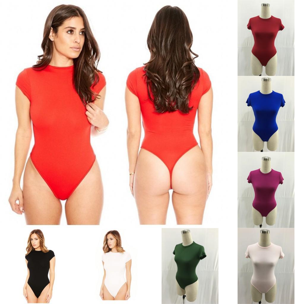 European Hot Selling Short Sleeve Round Neck Base Layer Jumpsuit Bodysuit FK1488