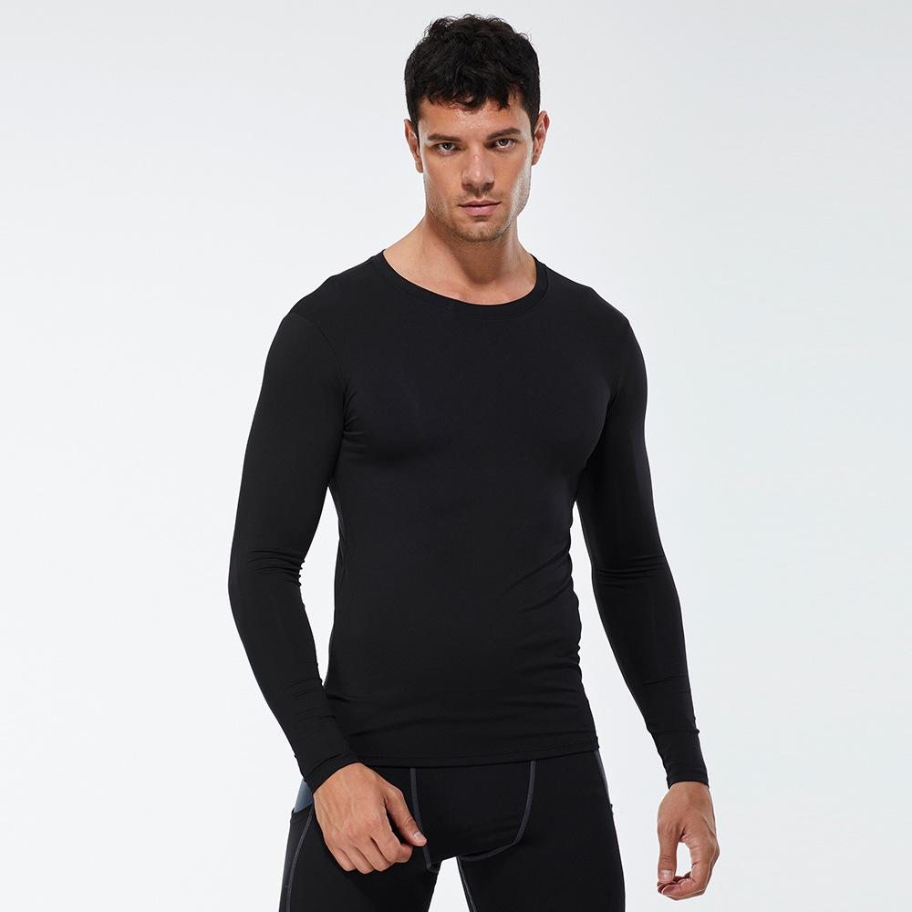 Men's Solid Color Compression Running T-Shirt: Sweat-Wicking, Quick-Dry, Long Sleeve, Elastic Fitness Sportswear